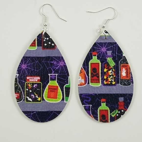 Jewelry - Handmade Faux Leather Potion Earrings